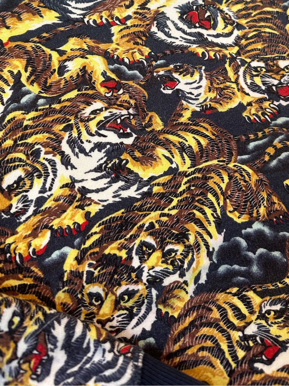 Kenzo Paris Men’s Tiger Print Navy Blue Cotton Crewneck Sweatshirt L Large - Picture 4 of 5